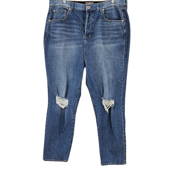 torrid Denim - Torrid Mom Jean Straight Premium Classic High Rise Distressed Womens 18 Tall NEW